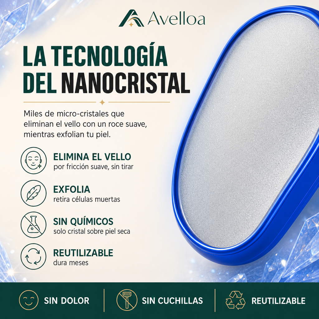 Removedor de Vello de Nanocristal — Piel de Seda sin Dolor ni Cuchillas
